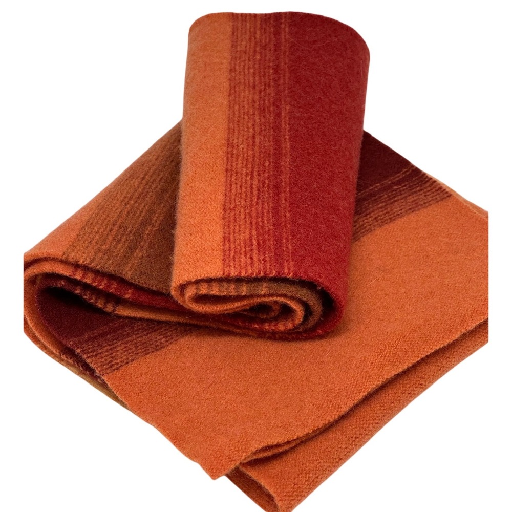 Robert Mackie Scarf‎ Orange Striped Wool Knit Made in Scotland Fall Winter OS